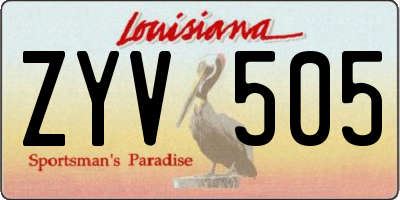 LA license plate ZYV505