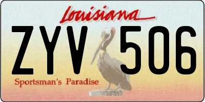 LA license plate ZYV506