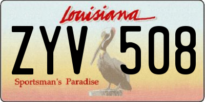 LA license plate ZYV508
