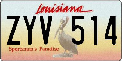 LA license plate ZYV514