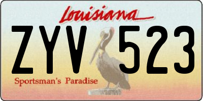 LA license plate ZYV523