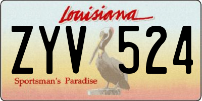 LA license plate ZYV524