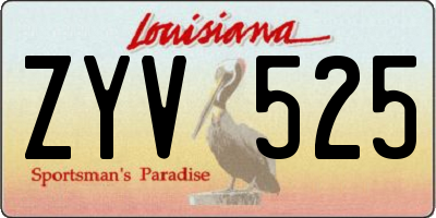 LA license plate ZYV525