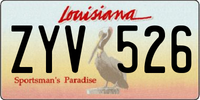 LA license plate ZYV526