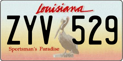 LA license plate ZYV529