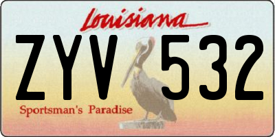 LA license plate ZYV532