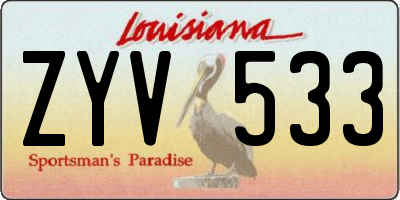 LA license plate ZYV533