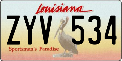 LA license plate ZYV534