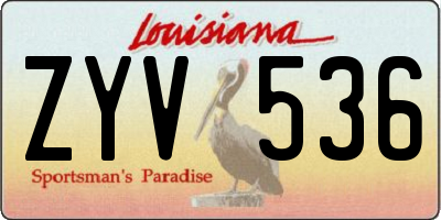 LA license plate ZYV536