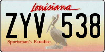 LA license plate ZYV538