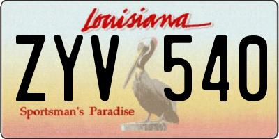LA license plate ZYV540