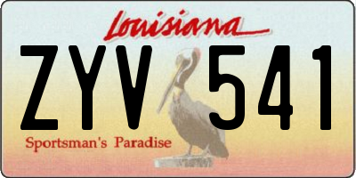 LA license plate ZYV541