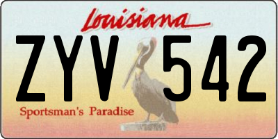 LA license plate ZYV542