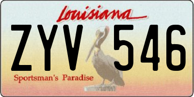 LA license plate ZYV546