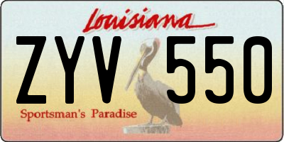LA license plate ZYV550