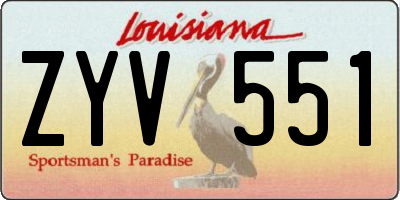 LA license plate ZYV551