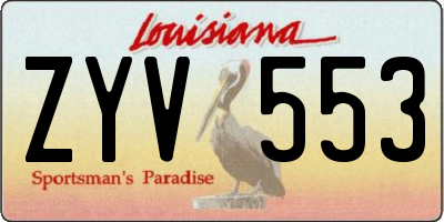 LA license plate ZYV553