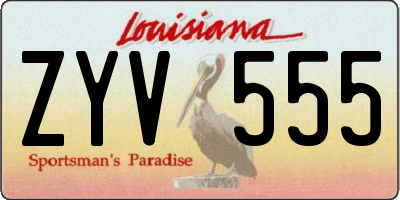 LA license plate ZYV555