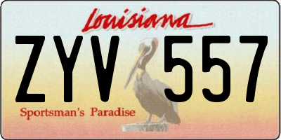 LA license plate ZYV557