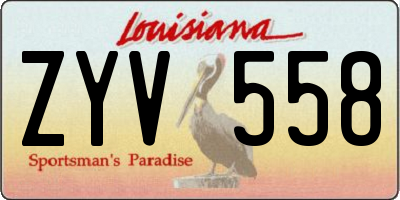 LA license plate ZYV558