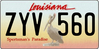 LA license plate ZYV560