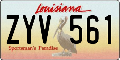 LA license plate ZYV561