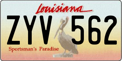 LA license plate ZYV562