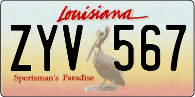 LA license plate ZYV567