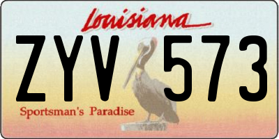 LA license plate ZYV573