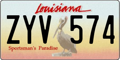 LA license plate ZYV574