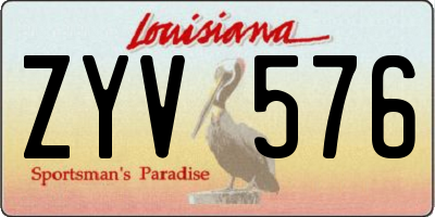 LA license plate ZYV576
