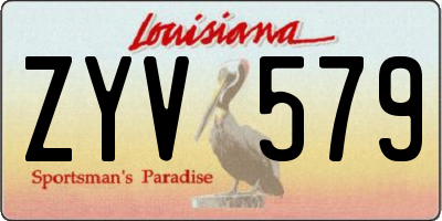 LA license plate ZYV579