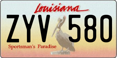 LA license plate ZYV580