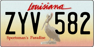 LA license plate ZYV582