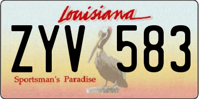LA license plate ZYV583