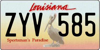 LA license plate ZYV585