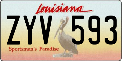 LA license plate ZYV593