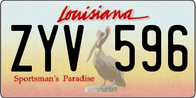 LA license plate ZYV596