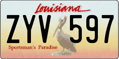 LA license plate ZYV597