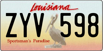 LA license plate ZYV598