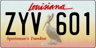 LA license plate ZYV601