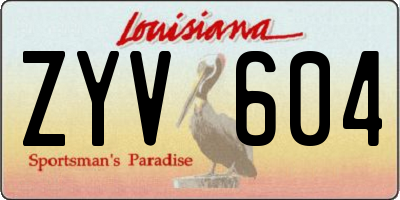 LA license plate ZYV604