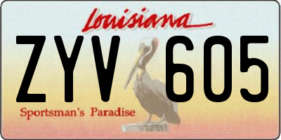 LA license plate ZYV605