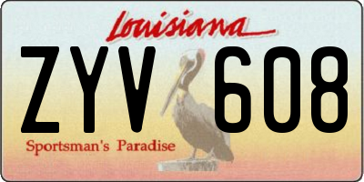 LA license plate ZYV608