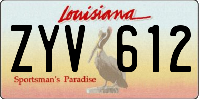 LA license plate ZYV612