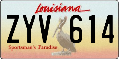 LA license plate ZYV614