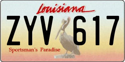 LA license plate ZYV617