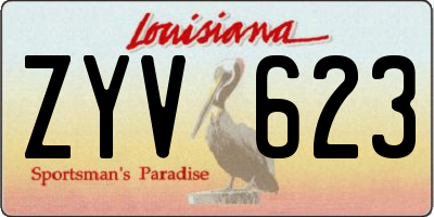 LA license plate ZYV623