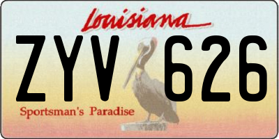 LA license plate ZYV626