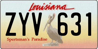 LA license plate ZYV631